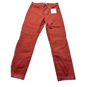 Pistola Women's Red Straight Cut Raw Hem Denim Jeans Size 30 NWT